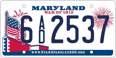 MD license plate 6AD2537