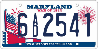 MD license plate 6AD2541