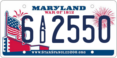 MD license plate 6AD2550