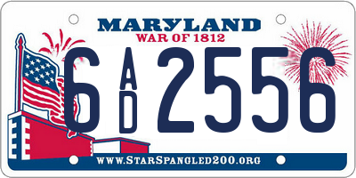 MD license plate 6AD2556