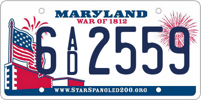 MD license plate 6AD2559
