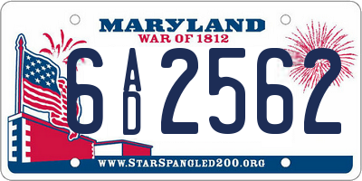 MD license plate 6AD2562