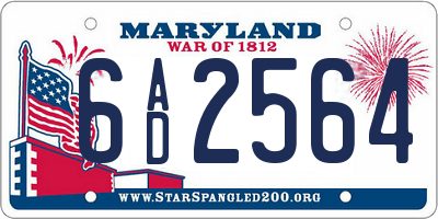 MD license plate 6AD2564