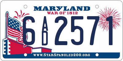 MD license plate 6AD2571