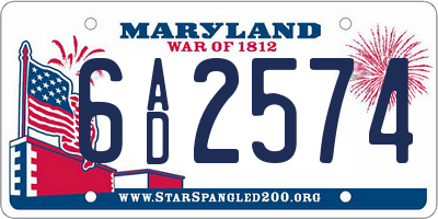 MD license plate 6AD2574