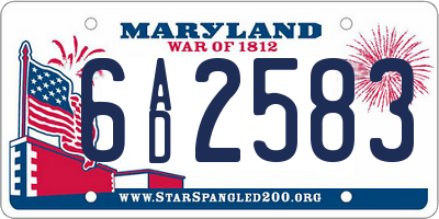 MD license plate 6AD2583