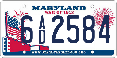 MD license plate 6AD2584