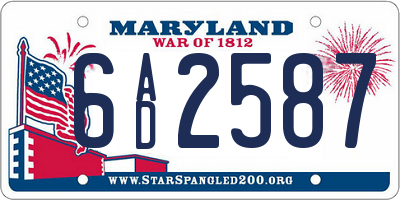MD license plate 6AD2587