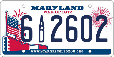 MD license plate 6AD2602