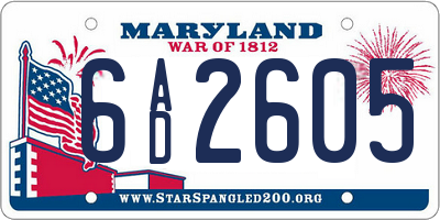 MD license plate 6AD2605