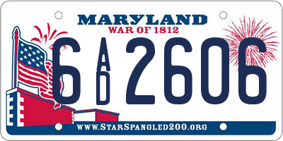 MD license plate 6AD2606