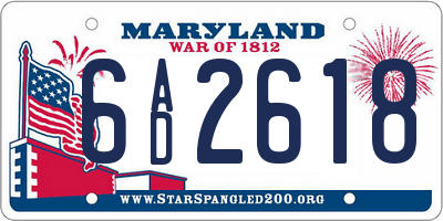 MD license plate 6AD2618