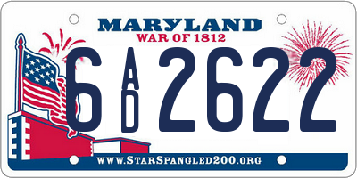 MD license plate 6AD2622