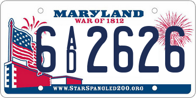 MD license plate 6AD2626