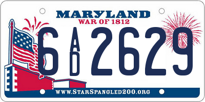 MD license plate 6AD2629