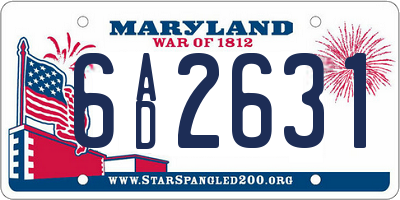 MD license plate 6AD2631