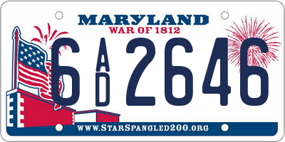MD license plate 6AD2646