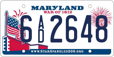 MD license plate 6AD2648