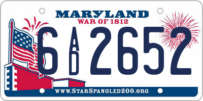 MD license plate 6AD2652