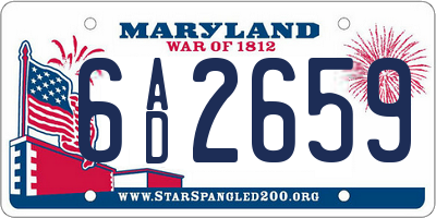MD license plate 6AD2659