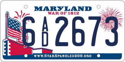MD license plate 6AD2673