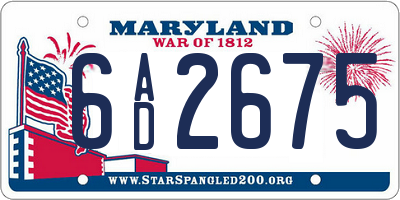 MD license plate 6AD2675