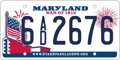 MD license plate 6AD2676