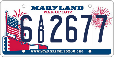 MD license plate 6AD2677