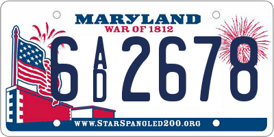MD license plate 6AD2678
