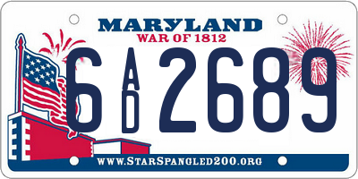 MD license plate 6AD2689