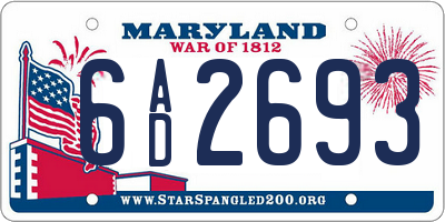 MD license plate 6AD2693