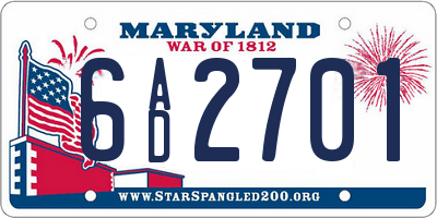 MD license plate 6AD2701
