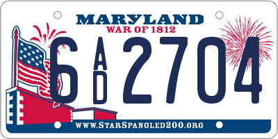MD license plate 6AD2704