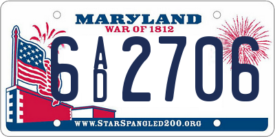 MD license plate 6AD2706