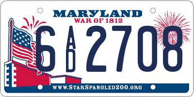 MD license plate 6AD2708