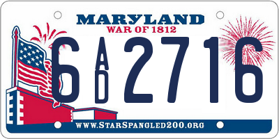 MD license plate 6AD2716