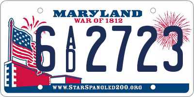 MD license plate 6AD2723