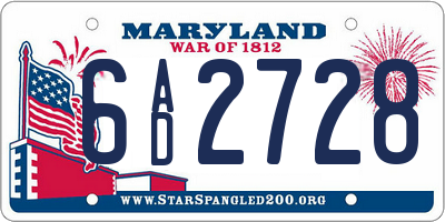 MD license plate 6AD2728