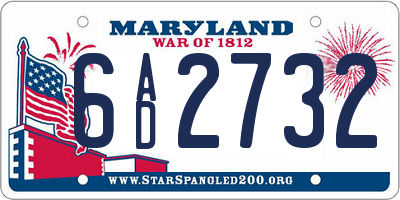 MD license plate 6AD2732