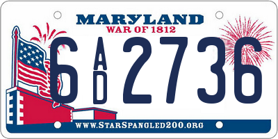 MD license plate 6AD2736