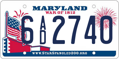 MD license plate 6AD2740