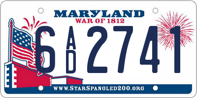 MD license plate 6AD2741