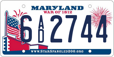 MD license plate 6AD2744