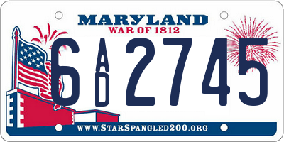 MD license plate 6AD2745