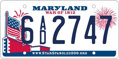 MD license plate 6AD2747