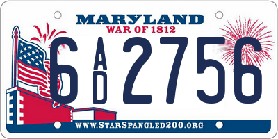 MD license plate 6AD2756