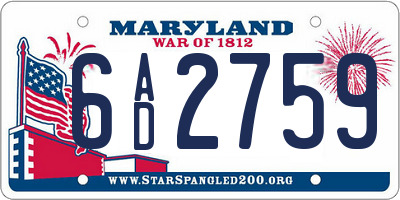 MD license plate 6AD2759