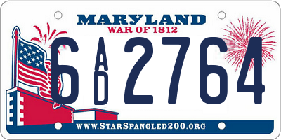 MD license plate 6AD2764