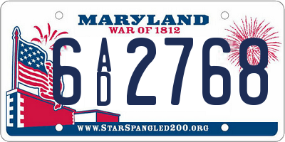MD license plate 6AD2768