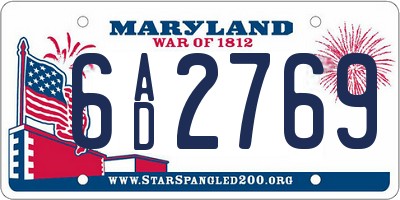 MD license plate 6AD2769